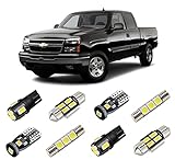 BRISHINE White Interior LED Lights Kit for Chevrolet Silverado/GMC Sierra 1999 2000 2001 2002 2003 2004 2005 2006 Super Bright 6000K Interior LED Bulbs Package + License Plate Lights and Install Tool