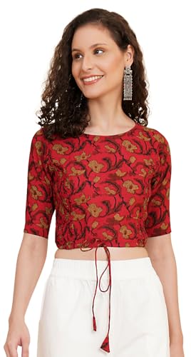 Image of Yash Gallery Women's Cotton Zig-Zag Printed Regular Regular Fit Short Sleeve Blouse