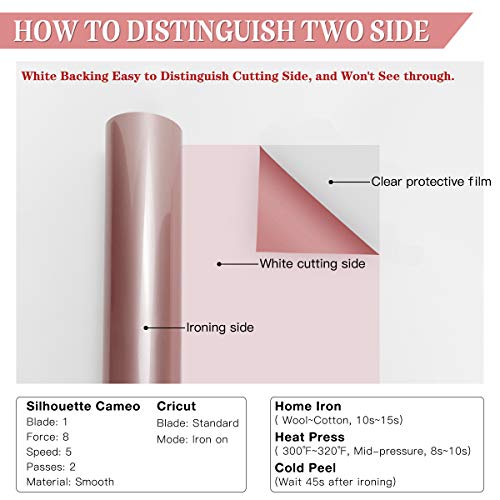 Image of HTVRONT Rose Gold Heat Transfer Vinyl, 12in x 10ft | Rose Gold HTV Vinyl Roll, For T Shirt, Iron on Vinyl, Easy to Cut & Weed