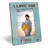 ポピーギフト、I Love You Poppy フォトフレームギフト おじいちゃんお父さん男性へのギフト、4 x 6インチの写真を収納、農家の木製写真フレームギフト、ホームデコレーション用パパの写真フレーム B1