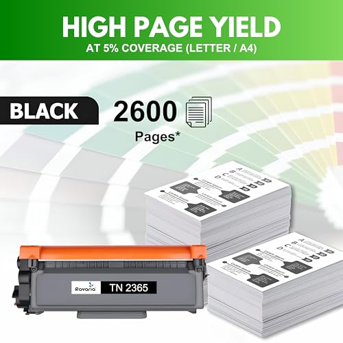 Image of Ravaria TN 2365 Compatible Toner Cartridge for Brother HL L2320D HL L2321D HL L2361DN HL L2366DW DCP L2520D DCP L2541DW MFC L2701D MFC L2701DW Printer (TN 2365 Toner Pack of 2)