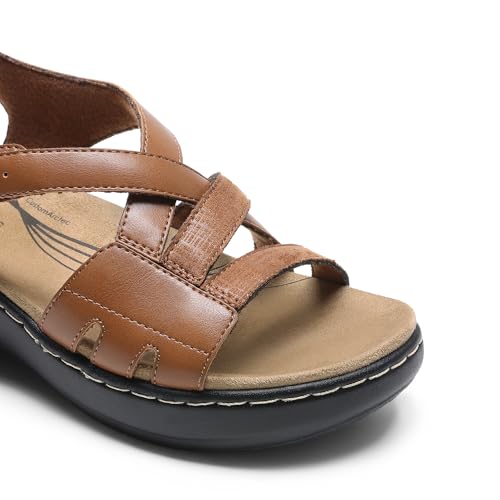 Image of DREAM PAIRS Women's Open Toe Wedge Sandals Walking Shoes | Cushioned footbed with supportive comfort for walking, vacations, beach outings, shopping and everyday summer wear