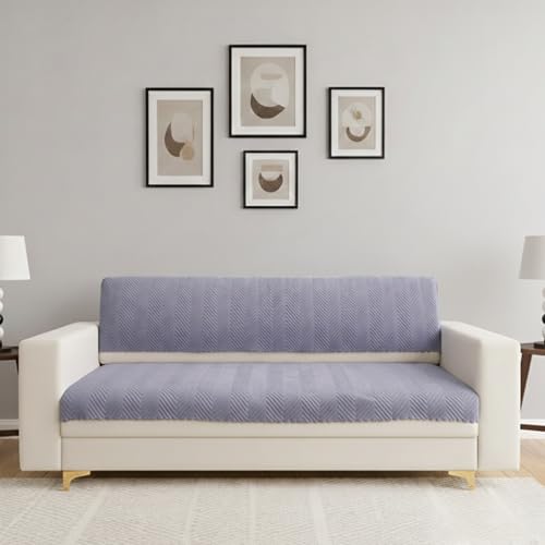 Image of Homerz Premium Velvet Sofa Cover Panel | Soft & Velvety Fabric | Rich Vibrant Colours | Sofa Protector for Living Room (Grey, 3 Seater, Seat Cover with Backrest)