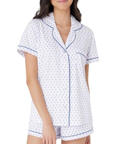 HMPEAIIY Women Y2k Pajamas Set Cute Preppy 2PCS Button Down Holiday Monkey Shorts Matching Summer Outfit Beach Vacation Loungewear PJs for Christmas Thanksgiving Gift(Hearts#Purple Medium)