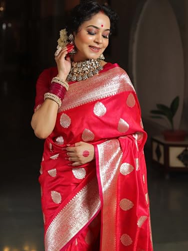 Image of Sugathari Women's Banarasi Saree Pure Kanjivaram Silk Saree Soft new ladies 2025 Design Wear Pattu Sarees Sadi Party Sari collections With Blouse Piece (San Pari-224)