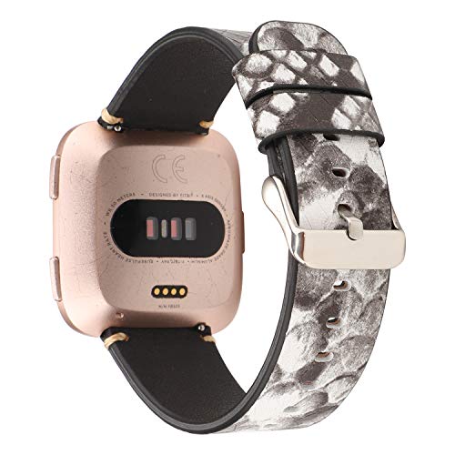 Bands for Fitbit Versa, Jimbird PU Leather Replacement Bracele Wrist Watch Band for Fitbit Versa Fitness Smart Watch (Snakeskin)
