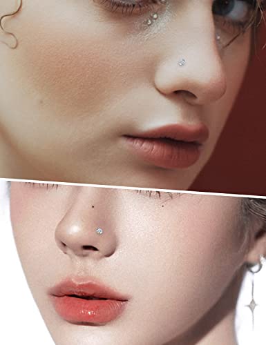 Kridzisw 24G 22G 20G 18G Nose Rings Studs Stainless Steel Cubic Zirconia Nose Nostril Studs Piercing Jewelry for Women Men CZ Size 1.5mm 2mm 2.5mm 3mm 3.5mm 4mm4
