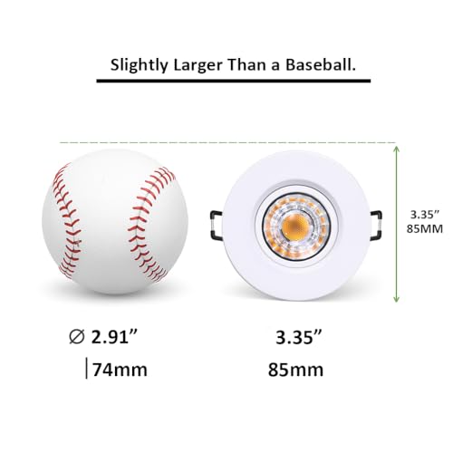 Image of POPANU Canless Recessed Gimbal Downlight Rotatable-Spotlight 5 CCT 3 Inch Eyeball Ceilling Potlight, Dimmable Recessed Lights Fixture with Junction Box, 8W CCT Adjustable, White Round Trim, 6 Pack