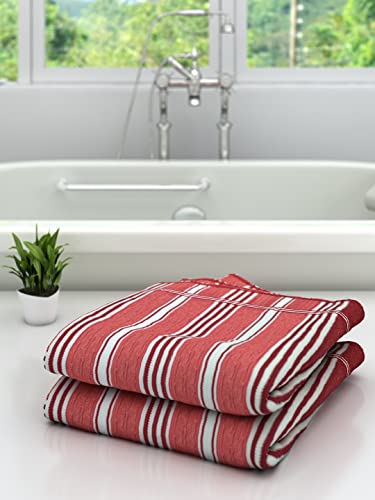 Athom Trendz Ecosaviour Striped Cotton Bath Towel 70×140 Cm Multicolour Pack Of 2 For Rs. 185 @ 54 %