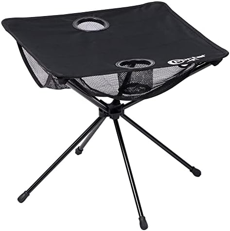 PORTAL Folding Camping Table, Ultralight Compact Aluminum Mesh Table with Carrying Bag, Small Beach Table Foldable Portable for Sand, Outdoor, Picnic, Camp, Boat, Travel, Black