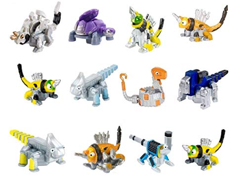 Dinotrux Reptool Rollers (12 Pack) Revvit, Click-Clack, Frightened Click-Clack, Otto Wrenches, Towaconstrictor, Ace, Wrenchtools, Skrap-It, Tortool, & Grouter Rolling Vehicles Great Cake Toppers