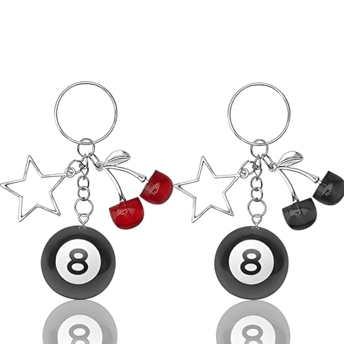 JazRvr 2 Stück Bag Charm, 3x9cm Billard-Schlüsselanhänger, Taschen Charm Für Schlüssel, Tasche Und Auto, Kreatives Accessoire Für Frauen Und Männer, Y2K Ästhetik(Schwarz Und Rot) JazRvr 2 Stück Bag Charm, 3x9cm Billard-Schlüsselanhänger, Taschen Charm Für Schlüssel, Tasche Und Auto, Kreatives Accessoire Für Frauen Und Männer, Y2K Ästhetik(Schwarz Und Rot)