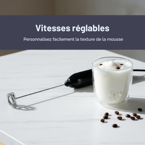 Mousseur à lait électrique USB Rechargeable,Deux Ressorts,de Trois Vitesses, Mini Mousseur à Lait électrique, Mousseur à lait Puissant, Convient pour les Cappuccinos, les lattes, les œufs et la Crème – vue 6