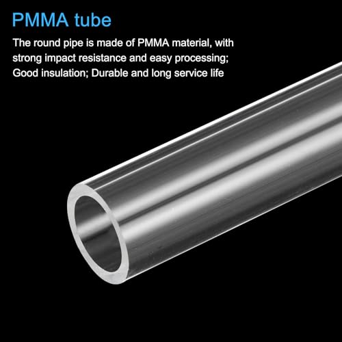 QUARKZMAN Acrylrohr Klarer Starres Rundes Kunststoffrohr 13mm (1/2 Zoll) ID 19mm (3/4 Zoll) OD 10 für Lampen und Laternen, Wasserkühlsystem