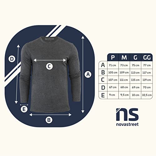 Kit 3 Camisetas Masculinas Manga Longa Algodão Premium (G, Preto, Cinza, Azul)