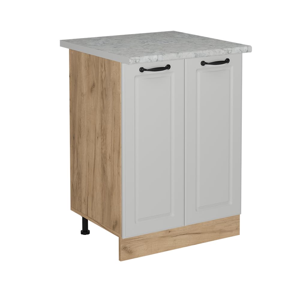 Vicco Küchenunterschrank R-Line, Weiß Landhaus, 60 cm | AP Marmor, zur freien Kombination innerhalb modularer Küchensysteme