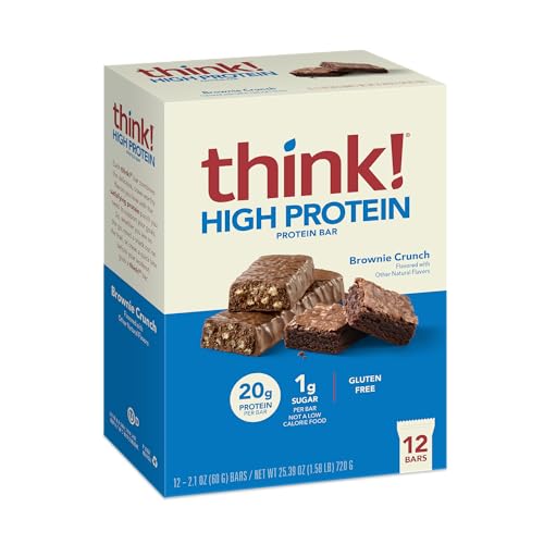 think! Protein Bars, High Protein Snacks, Gluten Free, Sugar Free Energy Bar with Whey Protein...