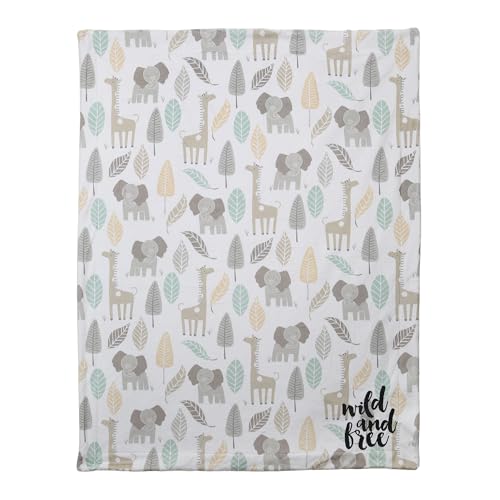 Image of Lambs & Ivy Jungle Friends Elephant /Giraffe Safari Soft Fleece Baby Blanket