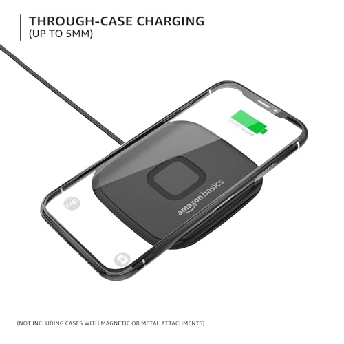 Image of Amazon Basics 15W Qi-Certified Wireless Charging Square Pad|Compatible with iPhone 13 /13 Pro /13 Mini /13 Promax /12 /11,Samsung Galaxy S21 /S20 /Note 10 /Edge Note 20Ultra /S10,Airpods Pro-Black