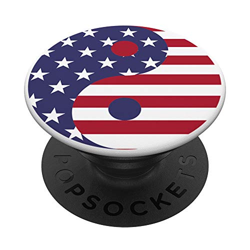 Yin Yang USA flag, Yang Ying symbol PopSockets PopGrip: Swappable Grip for Phones & Tablets