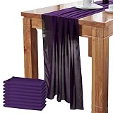 DELOVO 8Packs Dark Purple Table Runner 27X120 inches Long Sheer Chiffon Table Runner for Wedding Par