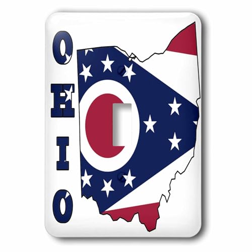 Interrupteur à bascule unique Ohio avec drapeau et carte d'état 3dRose lsp_58757_2