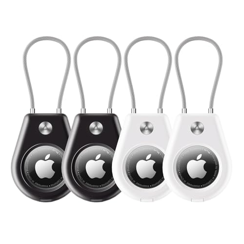 for AirTag Holder 4 Pack – Keychains Case Waterproof Replacement for Apple AirTag, Dog Collar, Luggage, Backpack, Travel & Outdoor Gear – Durable, Lightweight, and Secure (2pc Black/2pc White)