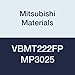 Mitsubishi Materials VBMT222FP MP3025 Cermet VB Type Positive Turning Insert with Hole, General Cutting, Coated, Rhombic 35?, 0.25" IC, 0.125" Thick, 0.031" Corner Radius, FP Breaker (Pack of 10)