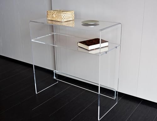 Slato Ercole - Consolle in cristallo acrilico trasparente, mobile ingresso, tavolo soggiorno, sala d'attesa, ufficio, modile di design, made in Italy