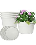 VIDELLY 10 Inch Flower Pots 4-Pack, Plastic Planters with Drainage Hole & Tray,...