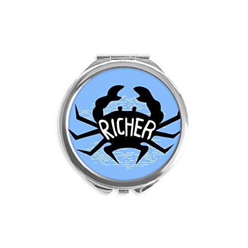 Black Crab Animal Outline Natural Hand Compact Mirror Round Portable Pocket Glass #TOP21