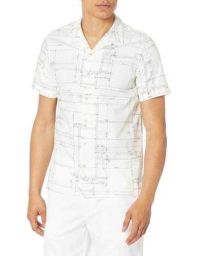 PS Paul Smith Men's Short Sleeve Casual Fit Shirt, Off White