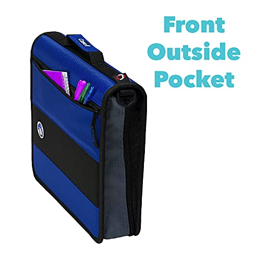 Case-It The Classic Zipper Binder - 2 Inch O-Rings - Multiple Pockets - 800 Sheet Capacity - Comes With Shoulder Strap - Blue D-251 #TOP3