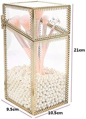 Geometric Glass Makeup Brush Box Holder Jewelry Pencil Bucket Organizer Desktop Cosmetic Storage Pearl Barrel image 3