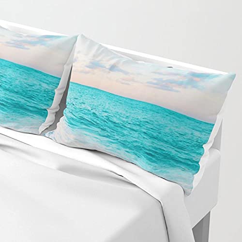 BEPM Fundas De Cojín Cojines para Sofa Funda Cojines Playa Nordic Ins Moda Océano Paisaje Oficina Tela Sofá Cojín Home French Fuff Almohada Almohada-Conjunto De Doble Cara De 40 * 60 Cm_Cex005F07 Cover