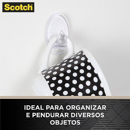 Scotch, 3M, Gancho Adesivo, Fixação Permanente, Sem Furos, Transparente, 3 unidades