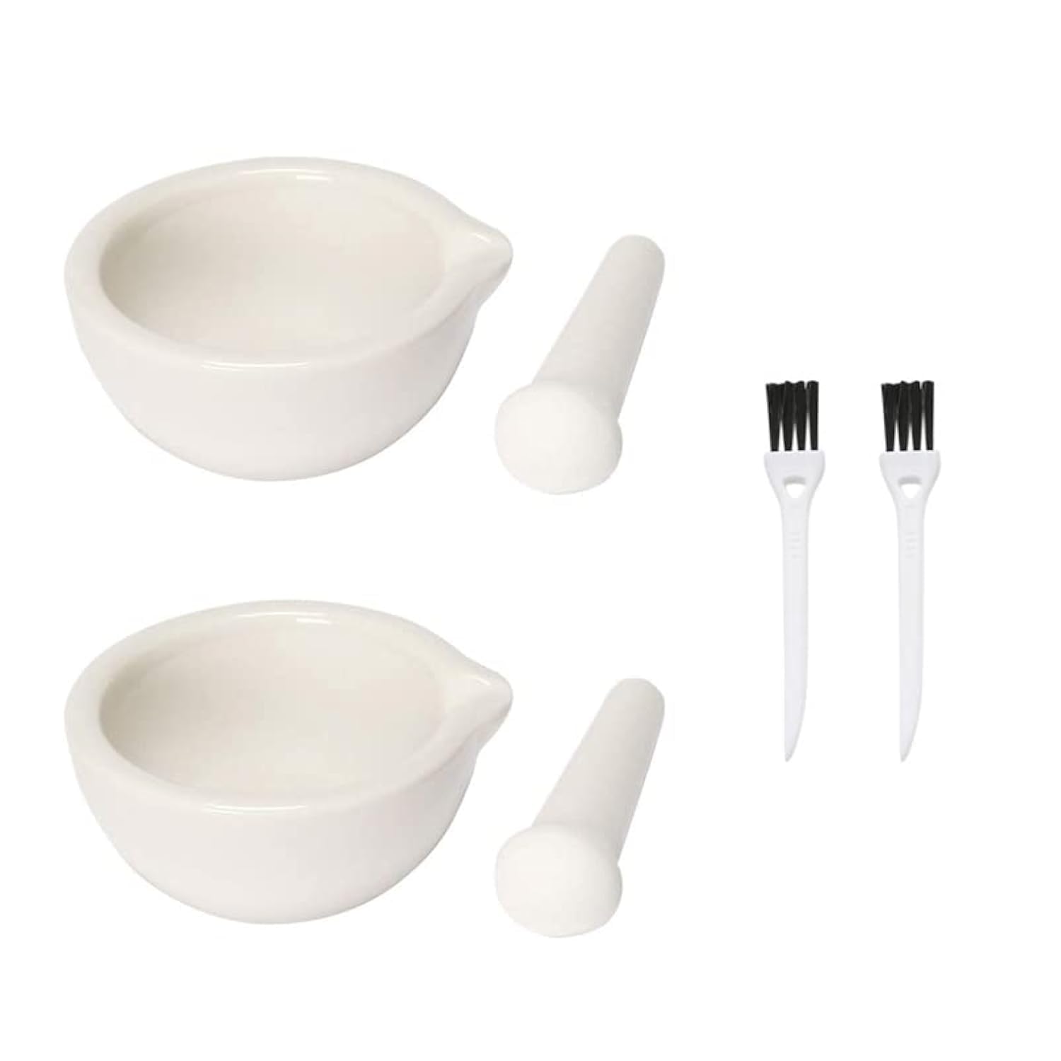 2pcs 2.36inch Ceramics Spice Mill Grinder Set Bowls with Brushes, Handheld Seasoning Mills Grinder, Pill Crusher, Kitchen Mortar and Pestle Tools Set