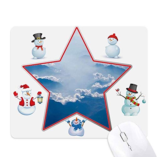 Tapis de souris nuages blanc bleu ciel et bonhomme de neige