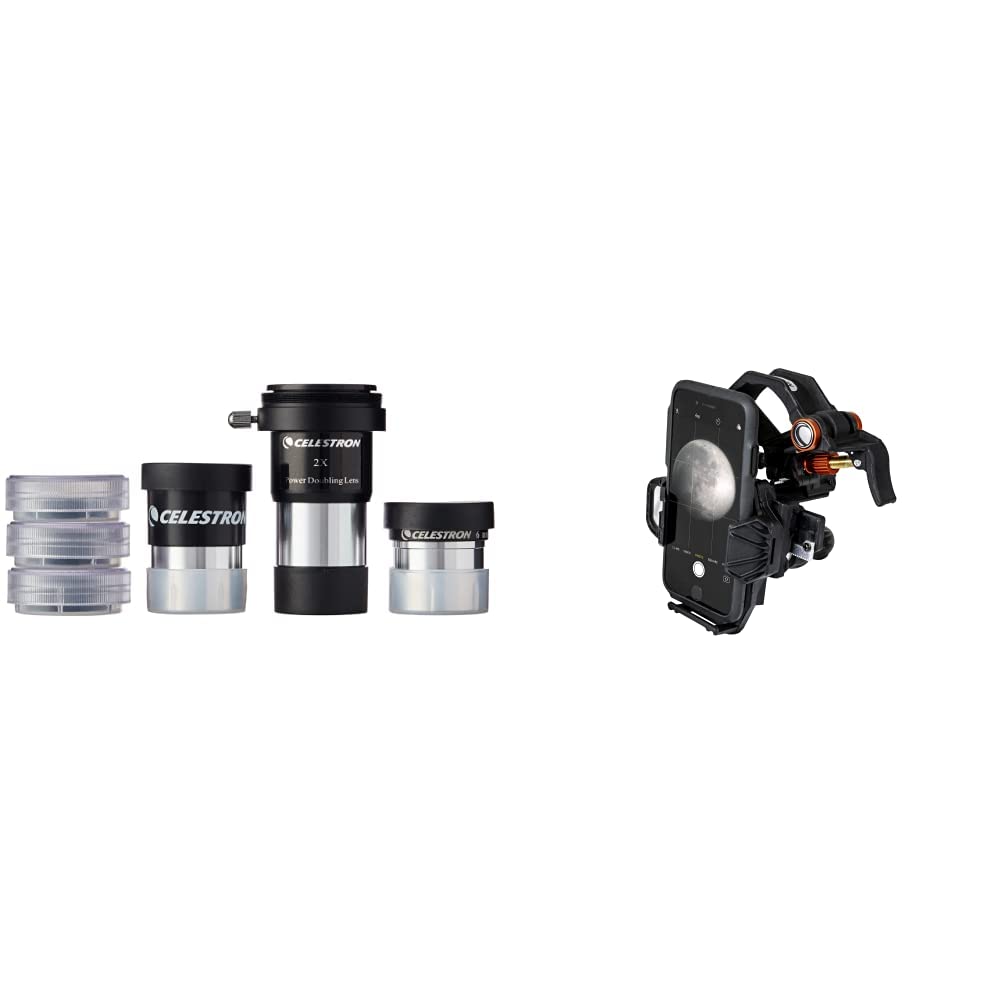 Celestron CE94307 Kit Oculari e Filtri, Nero & Celestron NeXYZ Adattatore Fotografico Smartphone