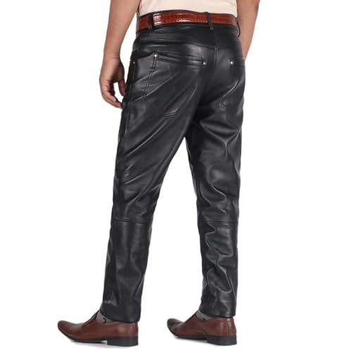 Laverapelle Men's Genuine Lambskin Leather Pants (Black, Leather Jeans) - 18040012