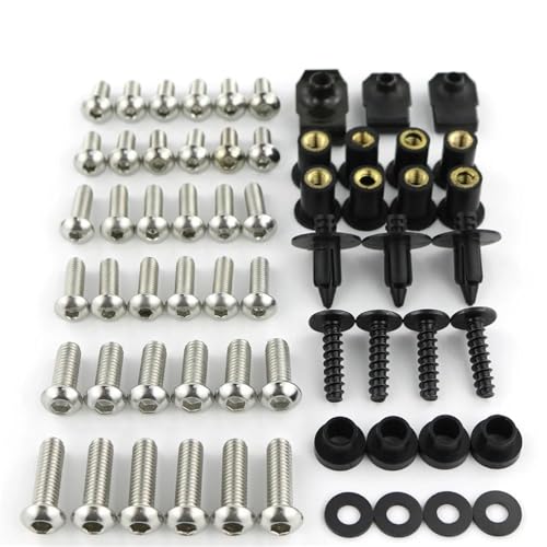 Kit tornillos carenado completo Ninja 300 y 250 con clips de fijación color plata