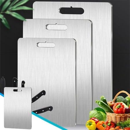 Tablas de cortar de titanio para cocina, tabla de cortar de acero inoxidable 100% puro y durabilidad, tabla de cortar de doble cara de grado alimenticio, tabla de cortar, alfombrilla de corte para