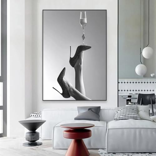 Peinture sur toile talons hauts sexy affiche monochrome haut de gamme