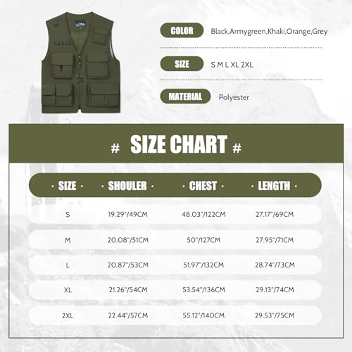 Image of AOTORR Mens Outdoor Work Safari Cargo Photo Travel Fishing Vests for Men with Multi-pockets