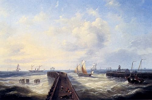 Toile bateaux de pêche d'Ostende de Louis Verboeckhoven : créez une ambiance évasion dans votre bureau
