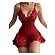 Sexy Babydoll-Dessous für Damen, Babydoll Nachtwäsche Kleid aus Spitzennetz, verstellbares durchsichtiges Netz-Nachthemd, Min Camisole Pyjamakleid, Bodysuit Nachthemdrock aus floraler Spitze