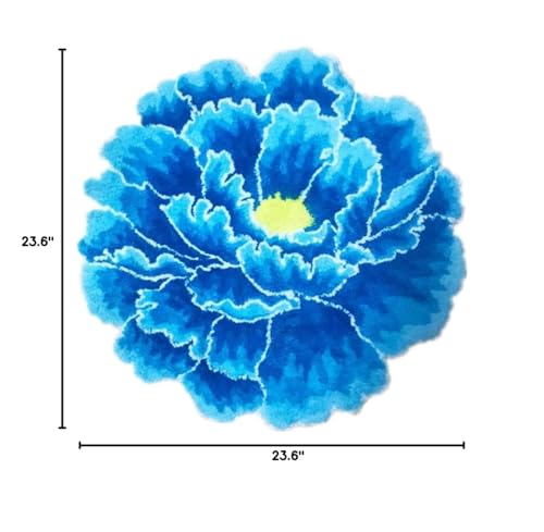 Tapete decorativo floral azul 60x60 cm anti slip miniatura 3