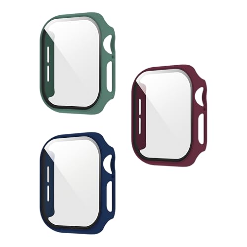 Coque Apple Watch 10 46mm avec verre trempé (pack de 3) bleu, rouge et vert protection intégrale