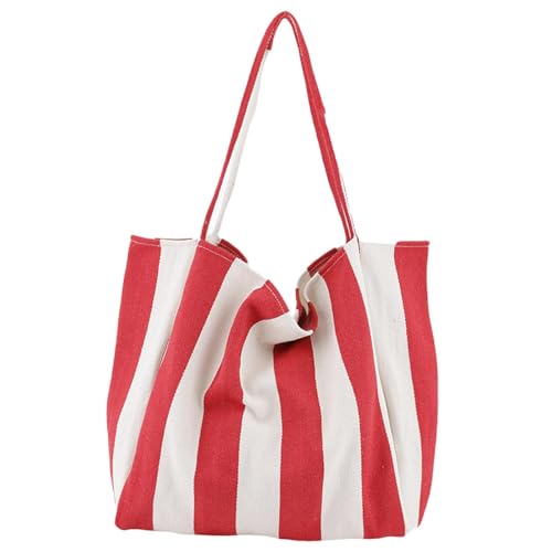 Sacoche en toile femme rayure rouge en tissu souple et léger