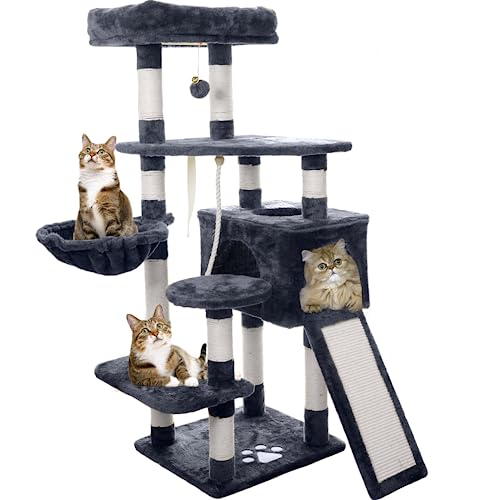 Negtte Cat Tree Cat Tower For Indoor Cats, 50Inches Multi-Level Cat Condo With Sisal Scratching Posts,Perch&Basket For Cats Kittens Play House (Dark Grey) #TOP4